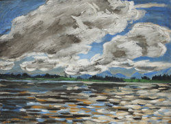 Stausee mit Wolken