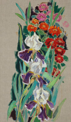 Iris und Zinnien